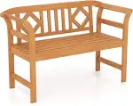 COSTWAY Gartenbank Holz, Holzbank wetterfest, 2-Sitzer Friesenbank aus Akazienholz, Sitzbank mit ...
