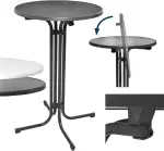 Beautissu Stehtisch klappbar 80 cm Grau Bellini – Kratzfest Stabil Wetterbeständig – Stehtische Outdoor Bistrotisch Rund leichte Montage Halterung vormontiert – Biertisch Partytisch Klappbar Bartisch