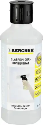 Kärcher Fensterreiniger-Konzentrat RM 500, für eine streifenfreie Reinigung von Fenster Glas, Spiegeln und Duschkabinen, 500ml Konzentrat ergeben verdünnt 4l Reinigungsflüssigkeit