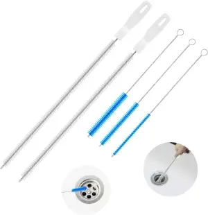 5 Stücke Reinigungsbürste Set für Abwasserkanäle，inkl. 2 PCS 45cm Abflussreiniger und 3 Verschiedene Rohrbürste für Detail,Flexible Abflussbürste mit lang flaschenbürsten für Badezimmer,Küchen