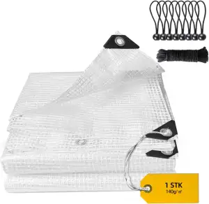 Abdeckplane Wasserdicht 2x3m Gitterfolie Gewächshaus Folie Winterfest Gitterplan