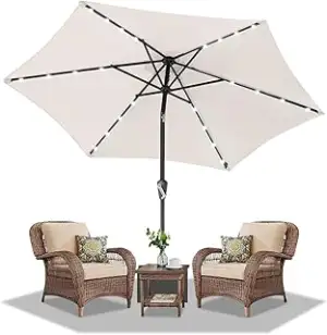 Daromigo Sonnenschirm Ø270 / 350cm mit Kurbel | Ampelschirm Gartenschirm Sonnenschutz UV Schutz 5...