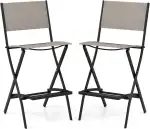 COSTWAY 2er Set Outdoor Barhocker, klappbare Barstühle mit Rückenlehne und Fußstütze, Tresenhocker bis zu 150 kg belastbar, Sitzhöhe 71 cm, Gartenstühle für Balkon, Garten & Poolbereich