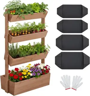Yaheetech Vertikal Hochbeet mit 4 Etagen, 84,5×45×140,5 cm Pflanzbeet mit Entwäs