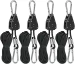 TIMESETL Spannseil Mit Ratsche 4 Stück 150lb Spannseile, Seilspann Camping Ratsch, Seilratsche Flaschenzug Sonnensegel Verstellbarer Seil Ratsche 1/8 Zoll Ratchet Hangers Grow, Hängendes Seil
