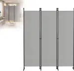 Paravent Raumteiler 3-teilig 150x180 cm Hellgrau Freistehend Faltbar – Sichtschutz für Wohnzimmer...