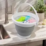 SAMMART Zusammenklappbarer Eimer (5,5 l Faltbarer Eimer (weiß/grau)