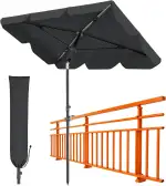 Huracan Sonnenschirm Balkon mit Schirmhülle & Balkongeländer-Klemme, UV-Schutz Terrassenschirm Re...