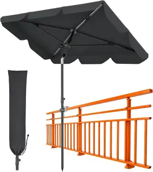 Huracan Sonnenschirm Balkon mit Schirmhülle & Balkongeländer-Klemme, UV-Schutz T