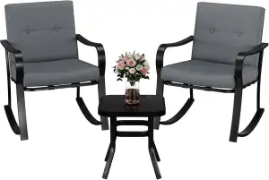 GarveeHome 3-teiliges Bistro-Set für den Außenbereich – 2 Schaukelstühle mit war