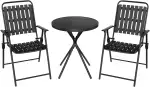 WOLTU Balkonmöbel 3 teilig Balkonstuhl Klappbar mit Balkontisch Runder Bistrotisch mit 2 Stühlen ...