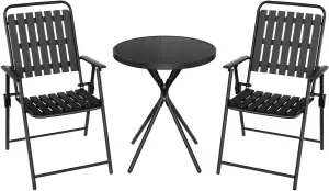 WOLTU Balkonmöbel 3 teilig Balkonstuhl Klappbar mit Balkontisch Runder Bistrotis