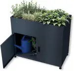 Metzler Hochbeet für den Garten mit Stauraum – Pulverbeschichteter Stahl in Anthrazit RAL 7016 | ...