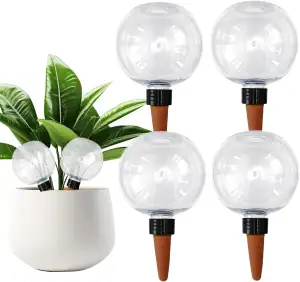 Bewässerungskugeln, 4 Stück Pflanzen Bewässerung, Selbstbewässerung Bewässerungskugel groß, Automatische Transparente Pflanzenbewässerung von Zimmer Balkon und Gartenpflanzen Anschluss (B)
