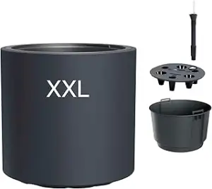 MELTOM Blumentopf mit Einsatz & Bewässerungssystem – Rund & Modern – Frost- & UV