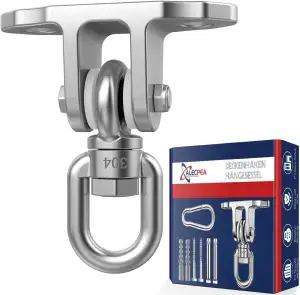 ALECPEA 360°Drehbar Schaukelhaken 450KG Kapazität Edelstahl Deckenhalterung Deck