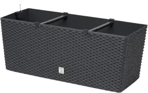 BirnePower Blumenkasten 500 Anthrazit mit Bewässerung – 51 x 19 cm Polyrattan Pf