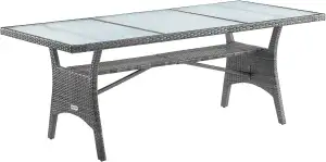 Casaria® Polyrattan Gartentisch 190x90x74cm mit Ablage Glas Tischplatte Höhenver