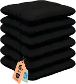 Outdoor Sitzkissen Stuhlkissen - 6er Set - 45 x 45 cm - Made in EU, Wasserdichtes & UV-beständig Gartenkissen - Stuhlauflage Stuhlpolster für Balkonstühle - Schwarz