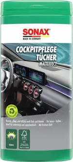 SONAX CockpitPflegeTücher Matteffect Box (25 Stück) Feuchte Tücher reinigen, pflegen und schützen...