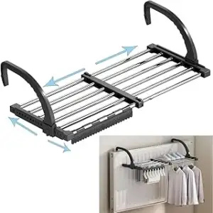 KADAX Wäscheständer mit 18m Trockenfläche Silber, ideal für Wohnung, Balkon & Garten, klappbarer ...