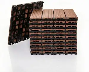 Mega Holz WPC Terrassenfliesen BERNSTEIN - Bodenfliesen mit Klicksystem für Balk