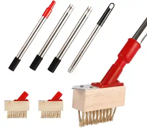 Unkrautbürste mit 120cmStiel, 2Stück Fugenbürste Unkraut mit Drahtbürste Klingen