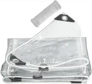 Transparente Plane mit Ösen 1x1M, wasserdichte Abdeckplane mit Seil, 420 g/m² Kl