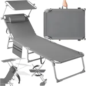 tectake® Sonnenliege klappbar, tragbar, Liege mit Seitentasche, Strandliege, Gar