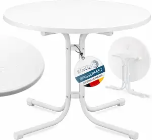 Beautissu Bistrotisch Outdoor Rund Ø 80 cm Wasserfest – Beistelltisch Balkontisc