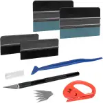 AiQInu 7 Stück Rakel für Folie, Rakelset zum Folieren, Rakel Set für Folierung mit Filzrakel Rakel, Präzisionsmesser,Cutter,Messer mit 5 Klingen, Folienrakel, für Fensterfolien und Auto Folien