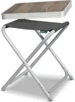 Homecall 2 IN 1 Campinghocker Faltbar mit Tischplatte MDF - Campingtisch Klappbar Klapptisch Gartenhocker - Fußhocker Outdoor für Garten, Camping, Angeln, Picknick, RV (Grau Hocker mit MDF-Platten)