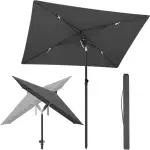 SONGMICS Sonnenschirm Balkon, 190 x 120 cm, Gartenschirm rechteckig, UPF 50+ Sonnenschutz, knickbar, Terrassenschirm, Outdoor Garten Terrasse Strand, Tragetasche, ohne Ständer, grau GPU024GZ01