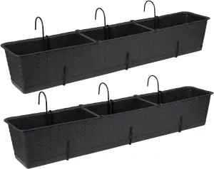 Tymar Blumenkasten Balkon mit Halterung, Balkonkasten, 2 Stück, Rattan, Pflanzka