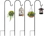 4 Stück Schäferhaken Garten 100cm Hirtenhaken Höhenverstellbar Hirtenstab Laternenstab Hirtenboge...