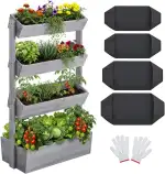 Yaheetech Vertikal Hochbeet mit 4 Etagen, 84,5×45×140,5 cm Pflanzbeet mit Entwässerungslöcher & P...