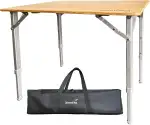 Skandika Bambus Campingtisch Tolja | Faltbarer Tisch mit Netzablage, versch. Größen, 3-Fach höhenverstellbar, Alu, Holz, wetterfest, UV-beständig | Klapptisch für Camping, Garten, Balkon