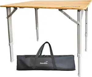 Skandika Bambus Campingtisch Tolja | Faltbarer Tisch mit Netzablage, versch. Grö
