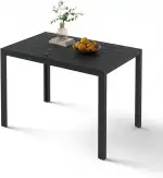 LIFERUN Gartentisch Aluminium, 110x70cm WPC Balkontisch Wetterfest, Rechteckiger Terrassentisch, Rutschfester Esstisch Outdoor, Brettbreite 9cm, Schwarz