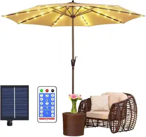104 LEDs Solar Sonnenschirm Beleuchtung mit Fernbedienung, 8 Modi Solar LED Sonn