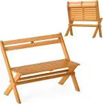 COSTWAY Gartenbank Holz, Holzbank wetterfest, klappbare Sitzbank aus Akazienholz, 2-Sitzer Balkonbank, Terrassenbank bis 360 kg belastbar, Parkbank für Garten, Balkon, Terrasse