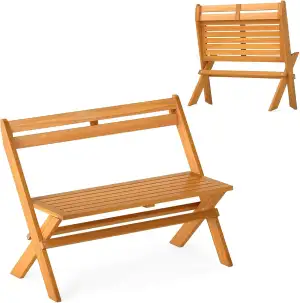 COSTWAY Gartenbank Holz, Holzbank wetterfest, klappbare Sitzbank aus Akazienholz