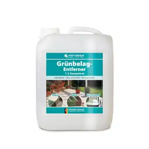 HOTREGA Grünbelagentferner 1:3 Konzentrat 5L | Sichtbare Wirkung nach 24h | Entfernt Grünbelag, Algen auf Pflasterstein, Fassade, Holz | Sehr ergiebig