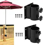 Terrassenschirmhalter, Schirmständer für den Außenbereich, Schirmklemmhalterung für Deckgeländer, Montage an Deck, Balkon oder Innenhof (passend für 33 mm–51 mm Schirmstangendurchmesser)