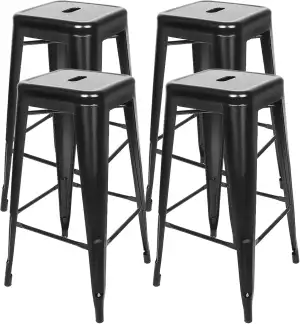 Baiyun Metall Barhocker 4er Set, Industrial Eisen Barhocker 76 cm, Stapelbar Bar