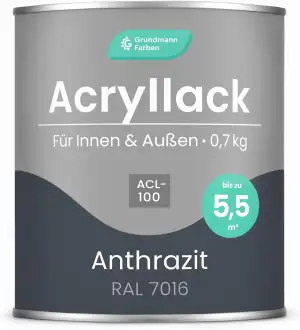 Grundmann Acryllack ACL 100 - Grau 0,7 Kg - 4in1 Lack inkl. Grundierung - Innen 