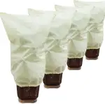 4pcs Winterschutz-Haube, 50g/m² 80cm x 100cm Frostschutzhaube für Pflanzenmit mit Zugband, Garden Winterschutzvlies für Pflanzen für Wetterfest, Kälte, Vögel und Insekten Beige