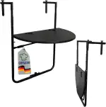 CHEFGASTRO Balkonhängetisch klappbar wetterfest 3-Fach höhenverstellbar 60x40cm Metall Rattan Optik Schwarz Balkontisch zum Hängen Hängetisch mit 2 Tassenhalterungen Balkon Klapptisch