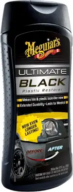 Meguiar's Ultimate Black Plastic Restorer - Kunststoffpflege Auto - Zierleisten & Stoßfänger - hervorragender UV-Schutz und Glanz - Schutz vor Ausbleichen - 355ml, G15812EU