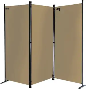 QUICK STAR Paravent 3 Teilig 170 x 165 cm Beige - Garten & Balkon Sichtschutz Stellwand Innen & Außen - Raumteiler Trennwand Faltbar Blickdicht & Wetterfest